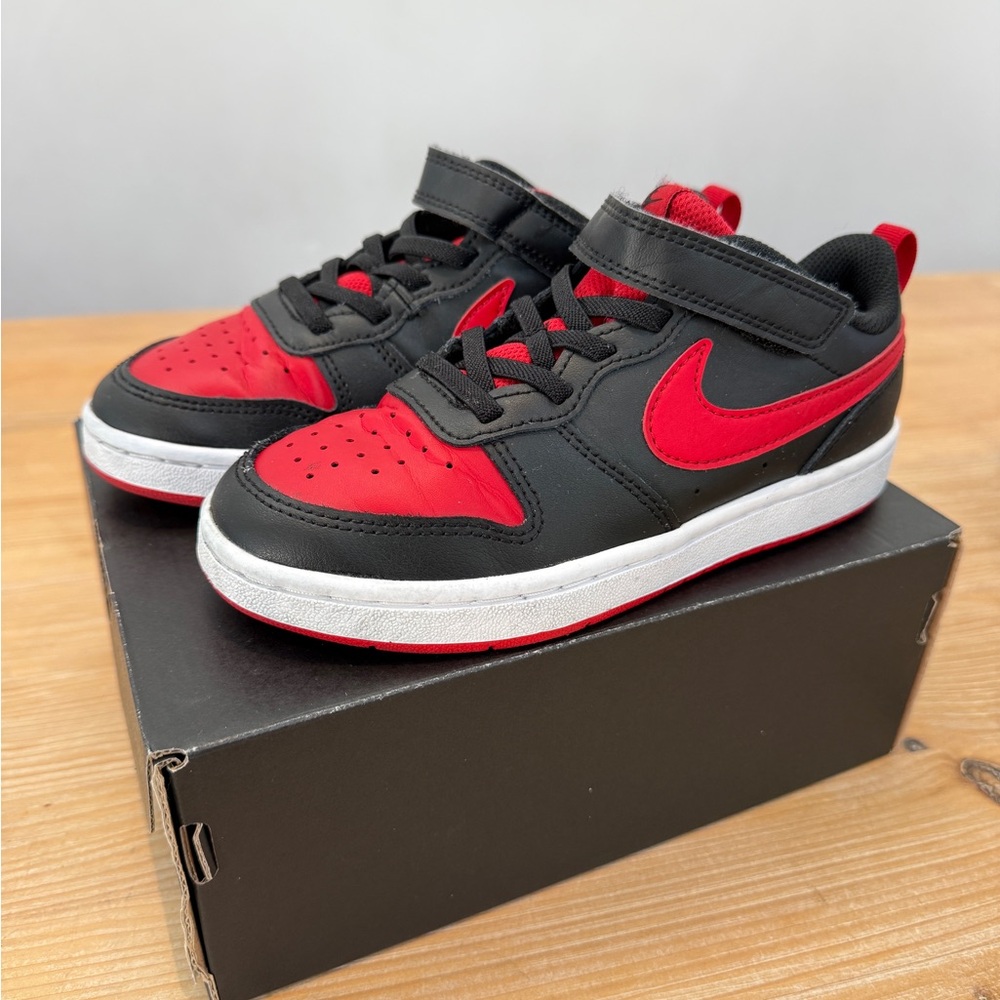 Kids Nike Court Borough Low 2 Black and Red - Picture 3 of 6